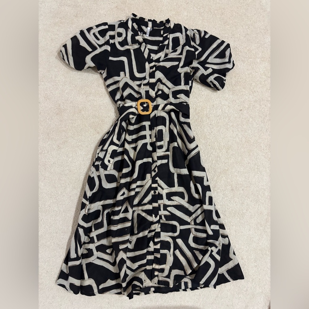 Stylish Black and Gray Geometric Dress